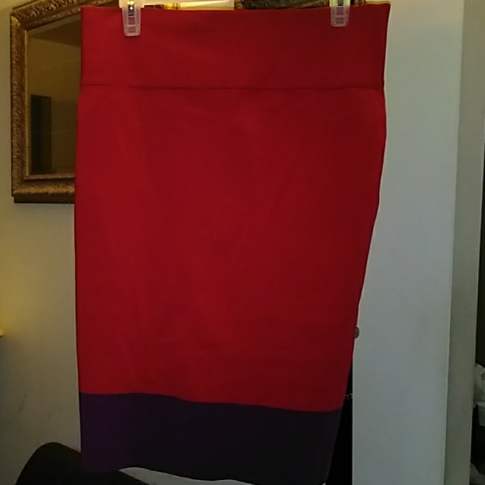 Express Bandage Pencil Skirt Red Purple Large NEW